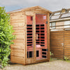 2-Person Outdoor Infrared Sauna – Hemlock Wood with Bluetooth &amp; LED Lighting