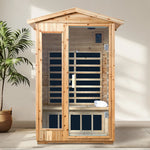 2-Person Outdoor Infrared Sauna – Hemlock Wood with Bluetooth &amp; LED Lighting
