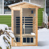 2-Person Outdoor Infrared Sauna – Hemlock Wood with Bluetooth &amp; LED Lighting