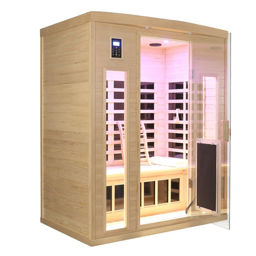 3-Person Indoor Far Infrared Sauna – Hemlock Wood with Low EMF