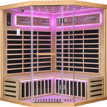 4-Person Corner Infrared Sauna – Canadian Hemlock