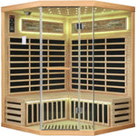 4-Person Corner Infrared Sauna – Canadian Hemlock