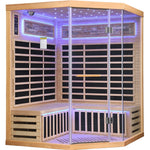 4-Person Corner Infrared Sauna – Canadian Hemlock