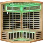 4-Person Corner Infrared Sauna – Canadian Hemlock