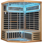 4-Person Corner Infrared Sauna – Canadian Hemlock