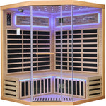 4-Person Corner Infrared Sauna – Canadian Hemlock