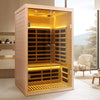 2-Person Indoor Infrared Sauna – Hemlock Wood with Double Glass Doors