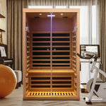 2-Person Indoor Infrared Sauna – Hemlock Wood with Double Glass Doors