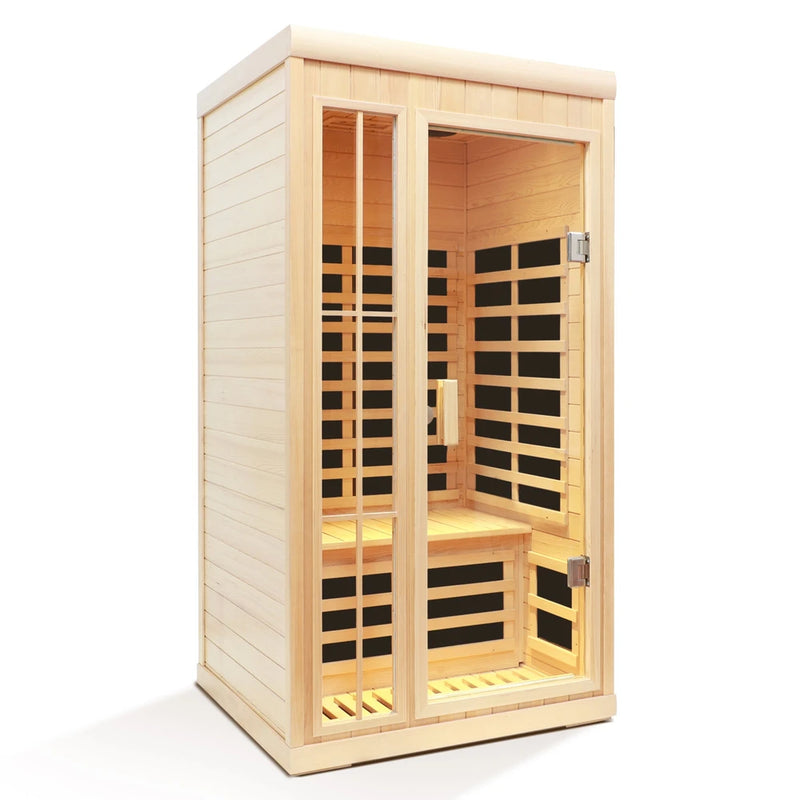 1-Person Far Infrared Sauna – Hemlock Wood with LED Lighting