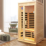 1-Person Far Infrared Sauna – Hemlock Wood with LED Lighting