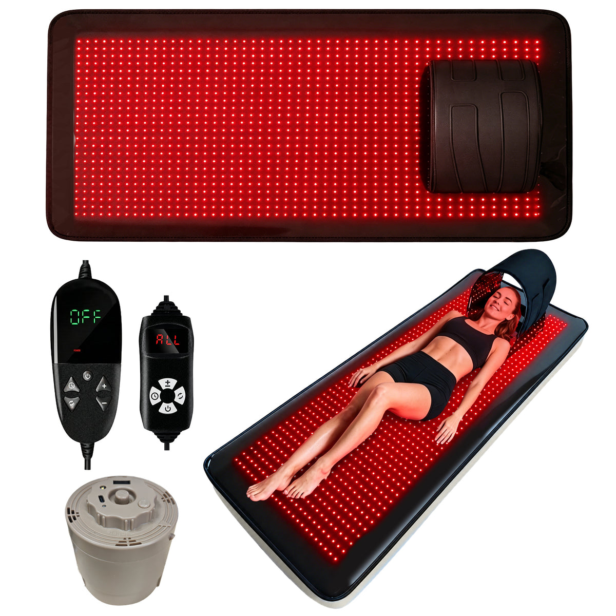 Red Light Therapy Mat for Full Body  Total 1464 LEDs 660nm 850nm Red & Near Infrared Light Therapy Device with Inflatable Mattress Red Light Mask with Timer for Face