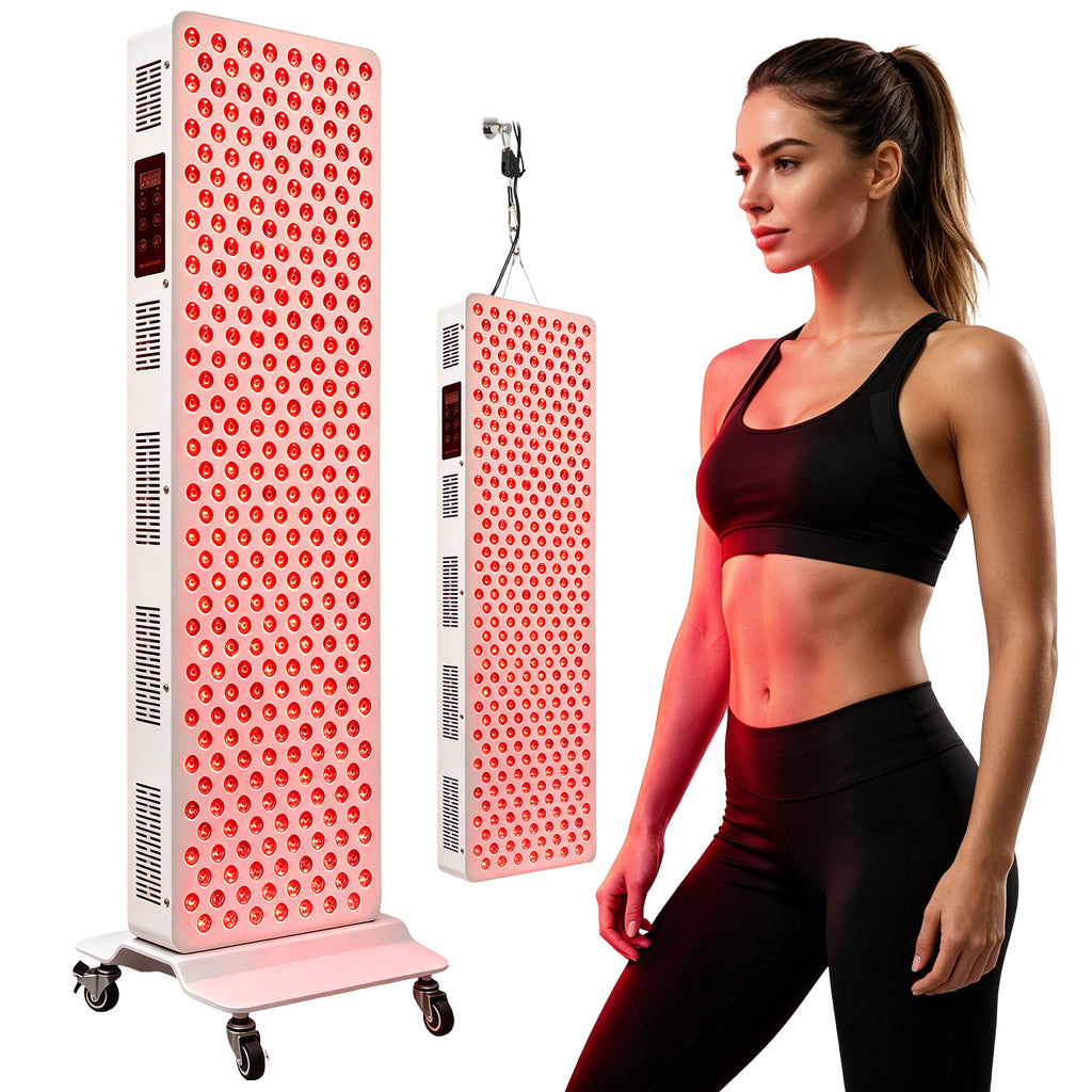 Red Light Panel, 300 LED Red Light Therapy for Body with Timer & Stand, 630/660/810/830/850nm Red & Near Infrared Light Therapy Device for Face Skin Health